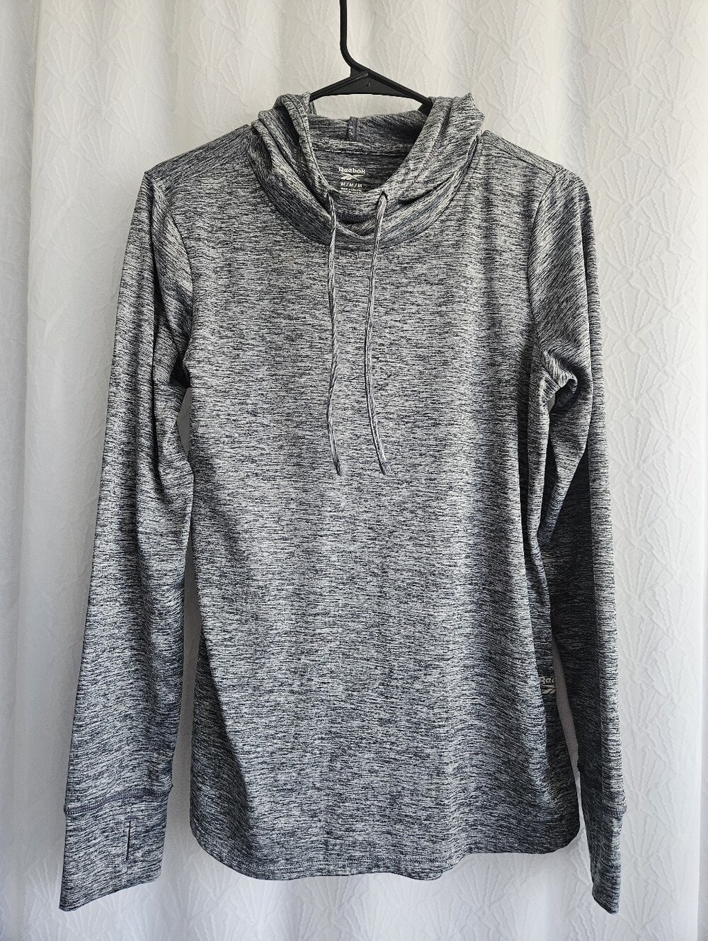 Reebok Heather Gray Cowl Neck Pullover Hoodie Size Medium